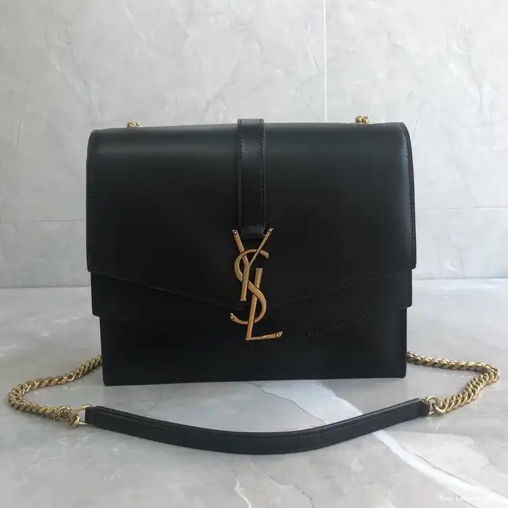 Tony Luxuries LEATHER YSL BURGUNDY BAG IN CHAIN MEDIUM SULPICE 0506